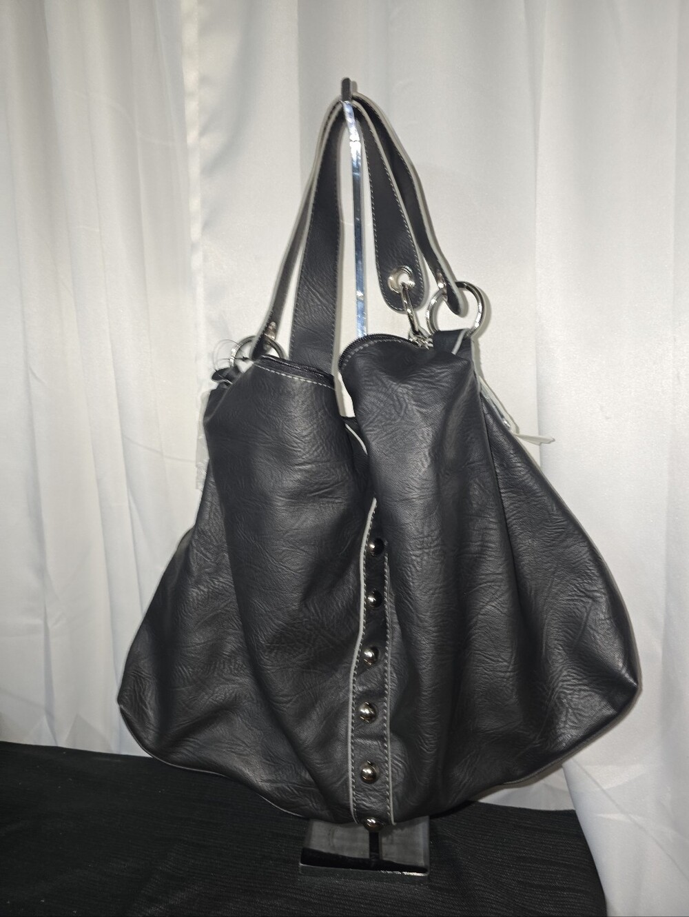 NWOT OXOX Rare Classic Black Women's Shoulder Bag with Stud Accent SHOULDER BAG